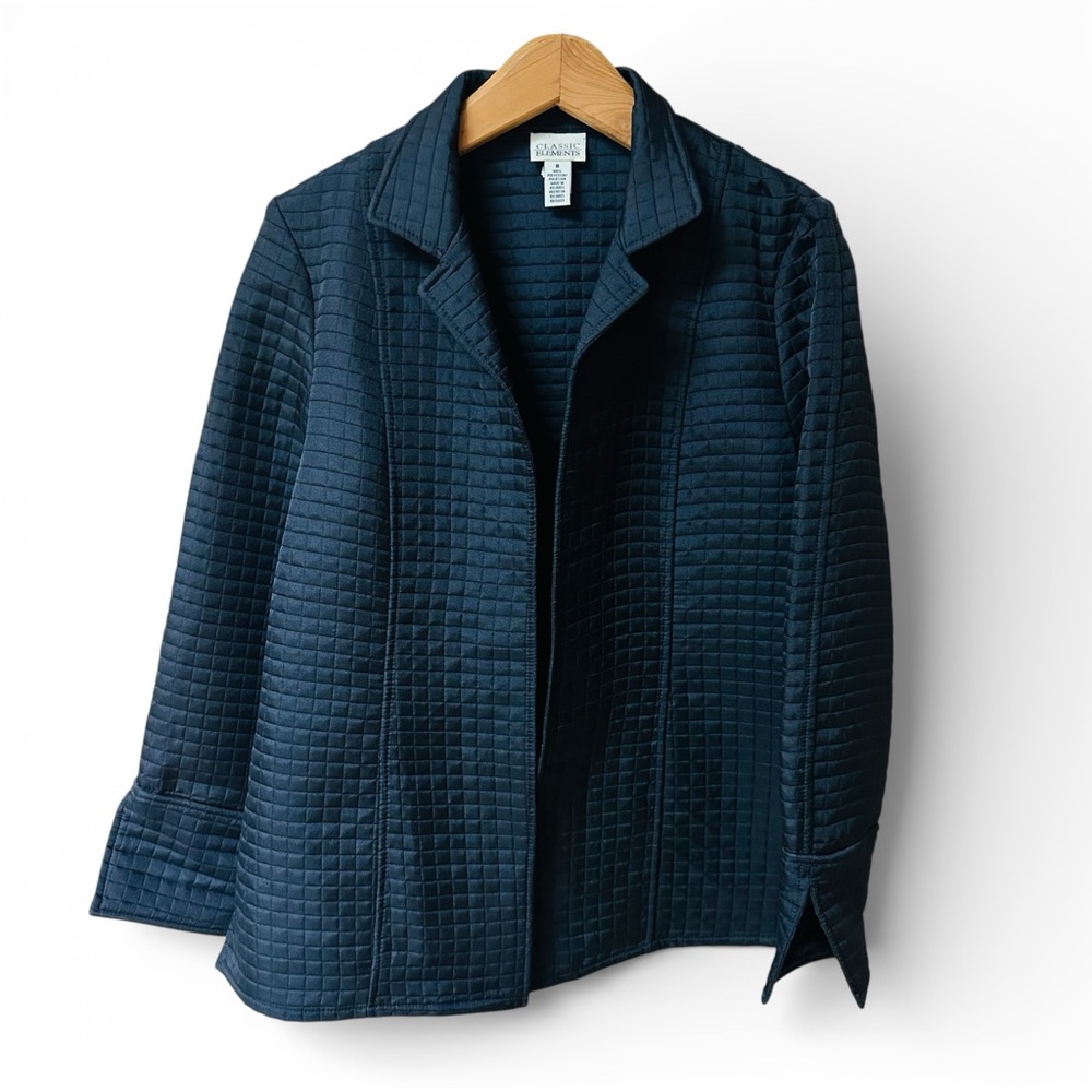 Classic Elements Quilted Black Blazer Jacket Size 8